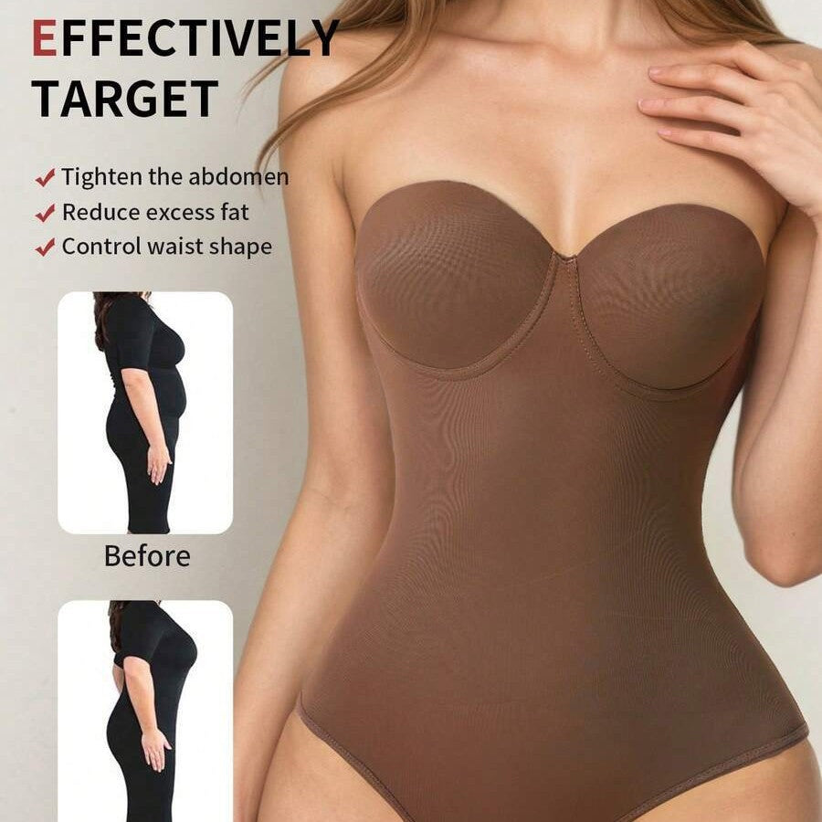 Women Shapewear Bodysuit Fashionable And Elegant Cup Detail Black Bodysuit