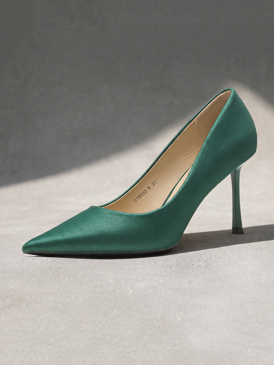 Satin Pointed Toe Stiletto Pumps