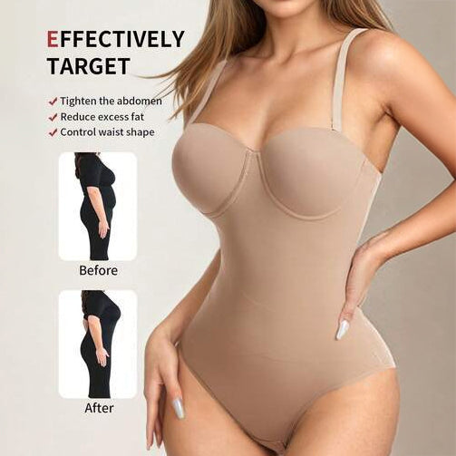 Women Shapewear Bodysuit Fashionable And Elegant Cup Detail Black Bodysuit