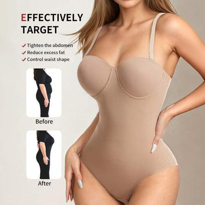 Women Shapewear Bodysuit Fashionable And Elegant Cup Detail Black Bodysuit
