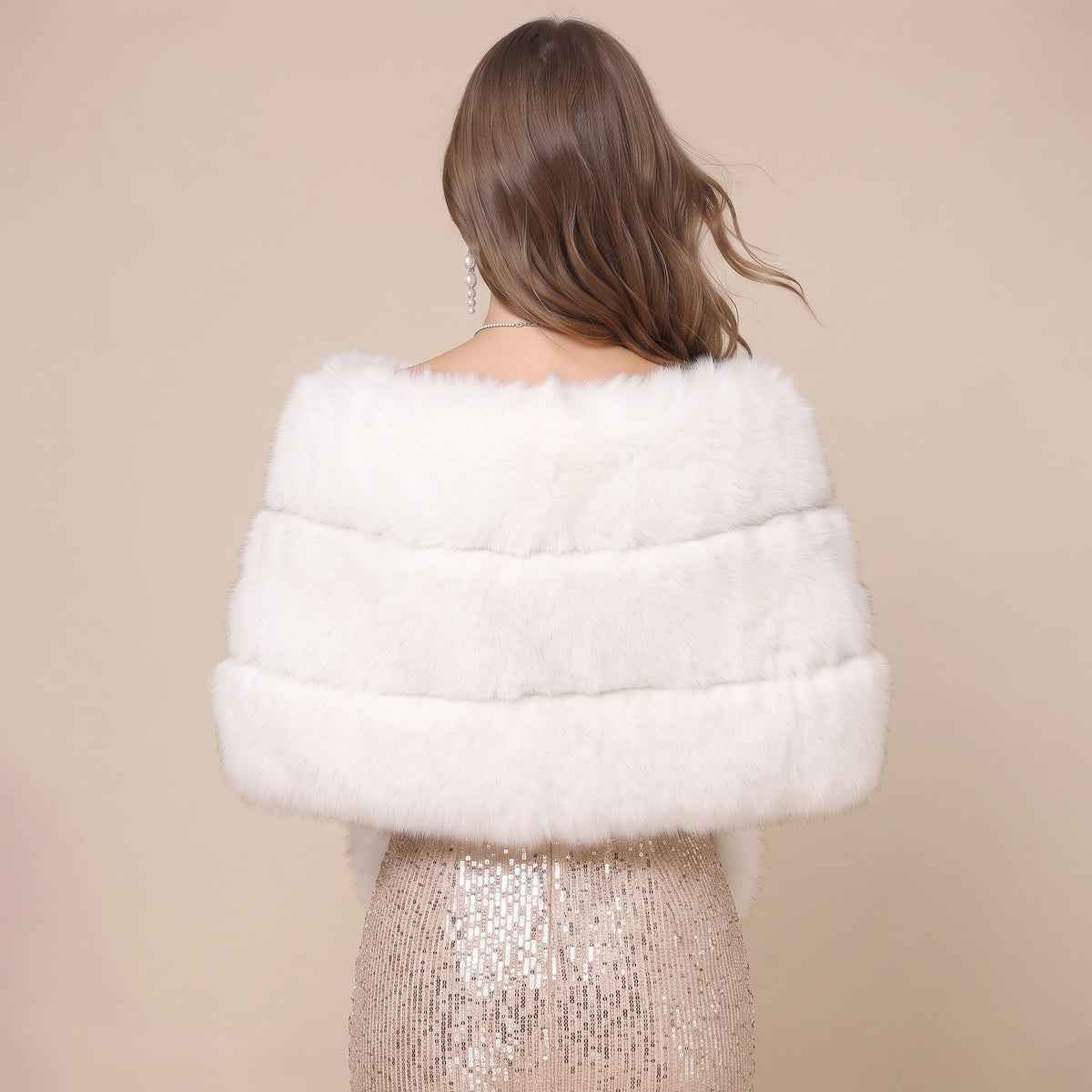 Elegant Faux Fox Fur Bridal Wrap Shawl for Formal Occasions