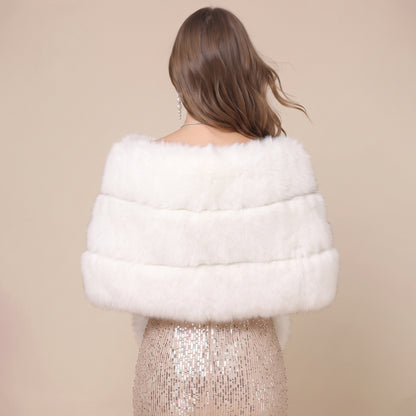 Elegant Faux Fox Fur Bridal Wrap Shawl for Formal Occasions