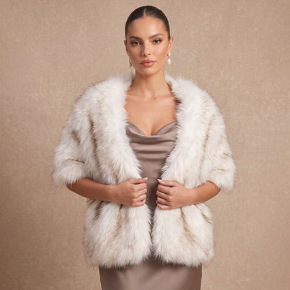 Faux Fox Fur Shawl Bridal Wrap Stole for Wedding Guests