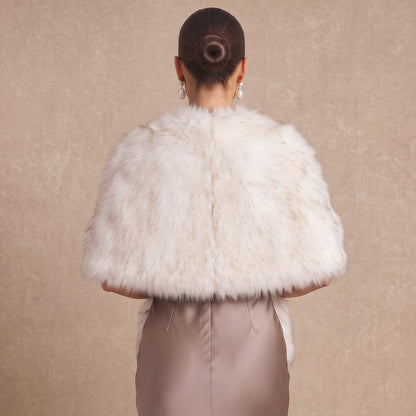 Faux Fox Fur Shawl Bridal Wrap Stole for Wedding Guests