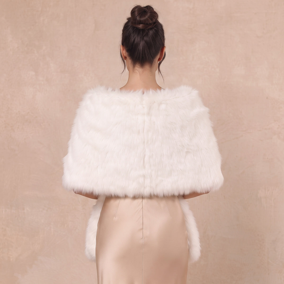 Fluffy Faux Fox Fur Cape Wrap Stole For Formal Cocktail and Holiday Events