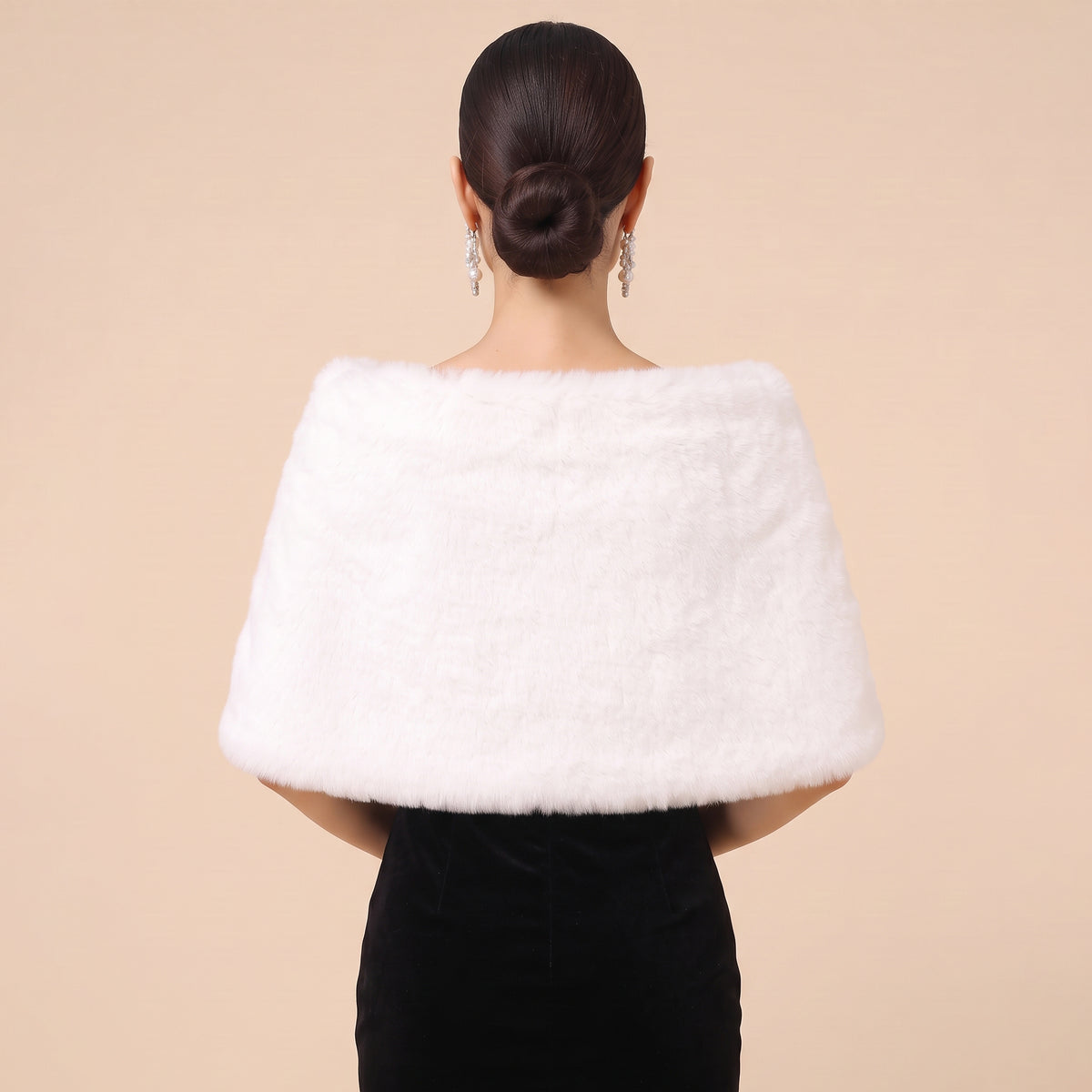 Faux Rabbit Fur Shawl With Rhinestone Brooch Bridal Wrap Stole