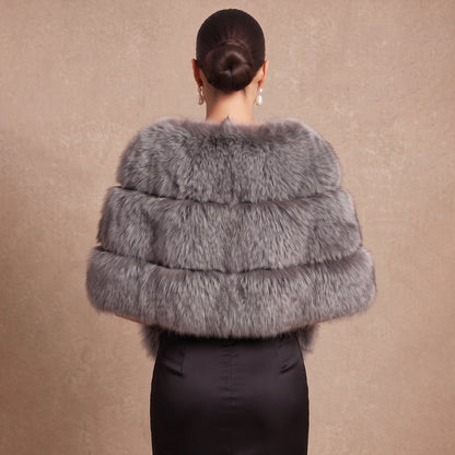 Chevron Striped Faux Fur Bridal Shawl Wrap Stole