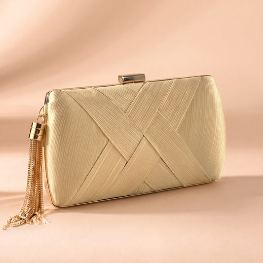 Satin Evening Clutch Bag with Metal Tassel for Wedding Party