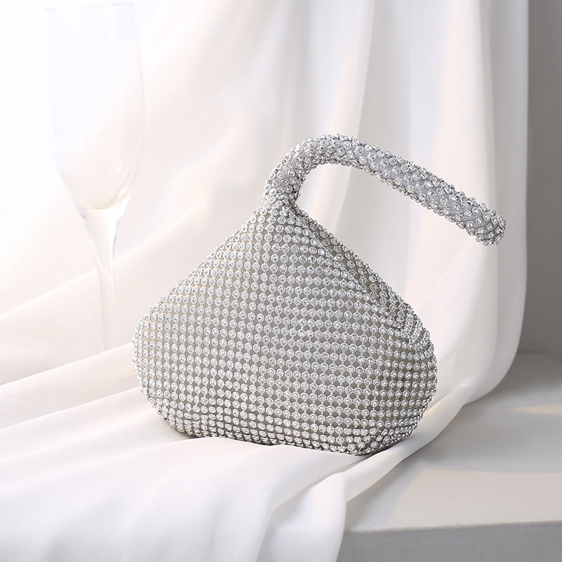 Sparkling Rhinestone Triangle Evening Clutch with Knotted Handle