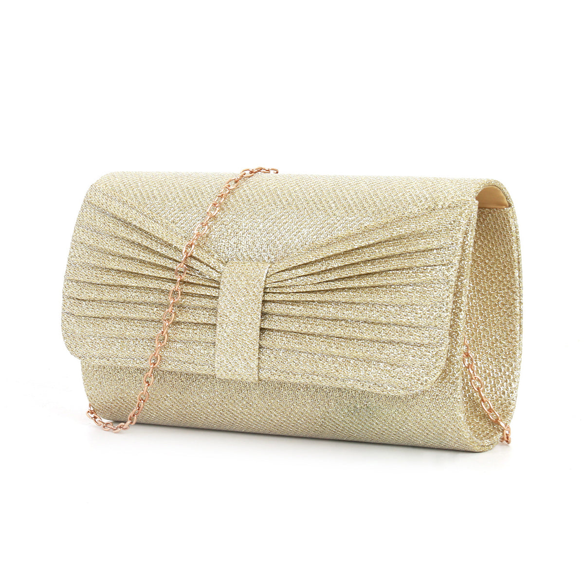 Shimmering Envelope Party Purse Prom Clutch with Detachable Chain