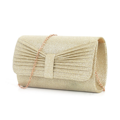 Shimmering Envelope Party Purse Prom Clutch with Detachable Chain