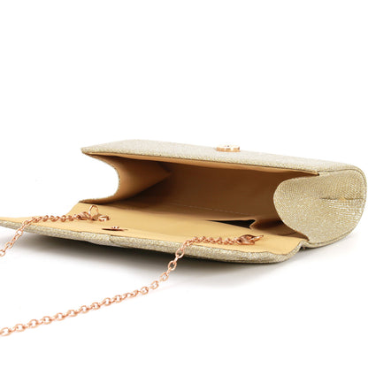 Shimmering Envelope Party Purse Prom Clutch with Detachable Chain