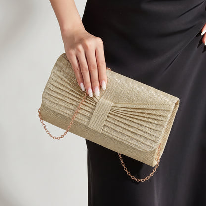 Shimmering Envelope Party Purse Prom Clutch with Detachable Chain