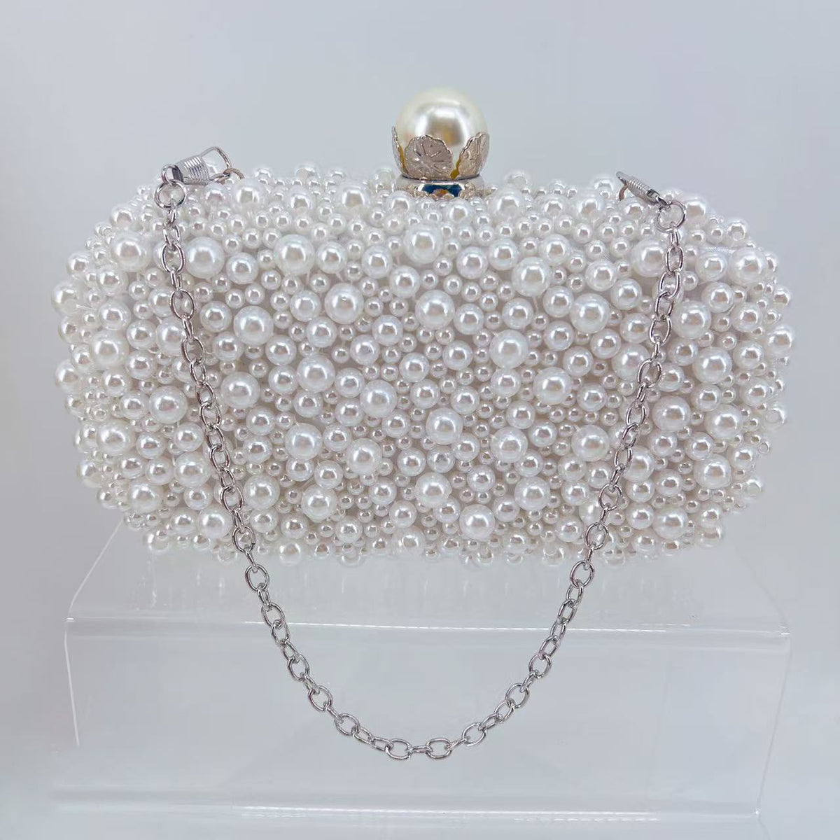 Vintage Faux Pearl Minaudiere Bridal Party Purse