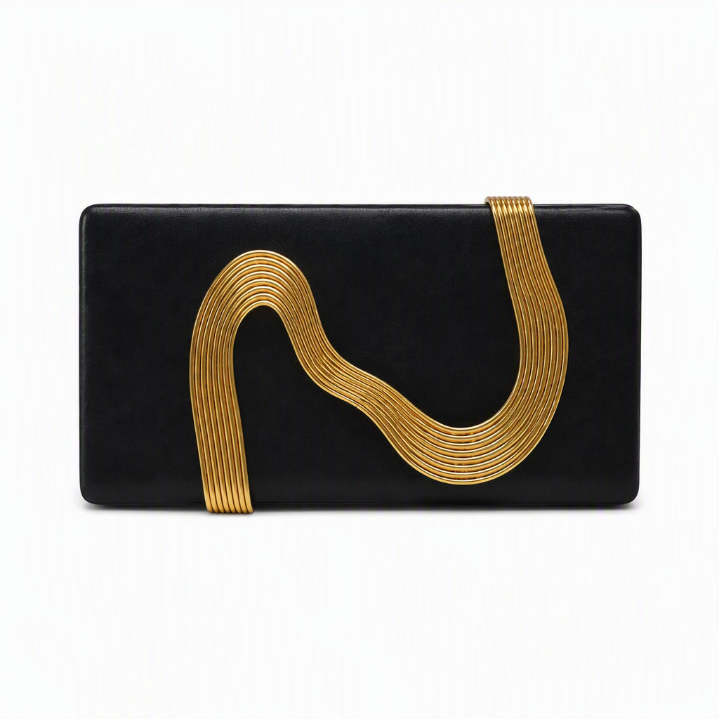 Modern Hard Case Party Purse with Fluid Metallic Detail