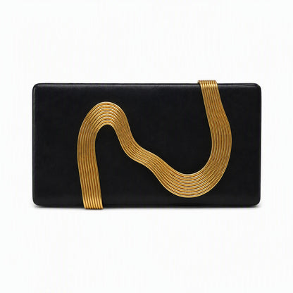 Modern Hard Case Party Purse with Fluid Metallic Detail