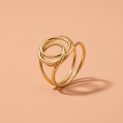 Intertwined Multi Loop Gold Statement Ring For Wedding Evening Party