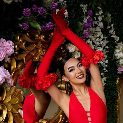 55cm Long Satin Gloves for Party Banquet, Ballet and Latin Dance Performance