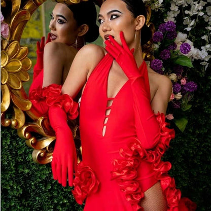 55cm Long Satin Gloves for Party Banquet, Ballet and Latin Dance Performance