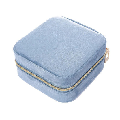 Velvet Jewelry Boxes Portable Zipper Travel Jewelry Storage Case
