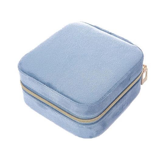Velvet Jewelry Boxes Portable Zipper Travel Jewelry Storage Case