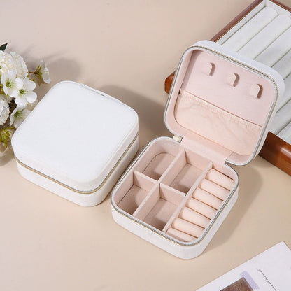 Velvet Jewelry Boxes Portable Zipper Travel Jewelry Storage Case